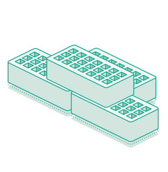 isometric bricks with holes outline 3d object vector image