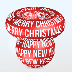 Merry christmas happy new year typography red 3d vector