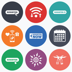 register with hand pointer icon mouse cursor vector image