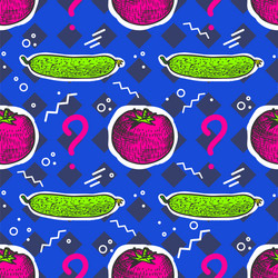seamless pattern with tomato and cucumber vector image