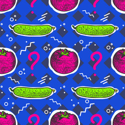 seamless pattern with tomato and cucumber vector