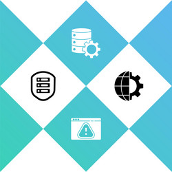 set server with shield browser exclamation mark vector image