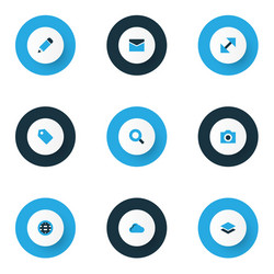 User icons colored set with label globe cloud vector