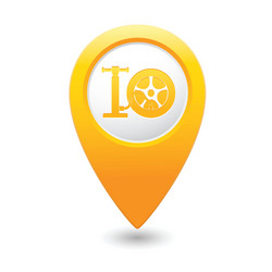 wheel pump icon map pointer yellow vector image
