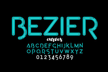 bezier curves format style font design alphabet vector image
