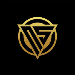 ns logo monogram with triangle shape and circle vector image