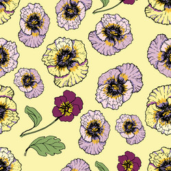 pansies flowers bloom flora seamless pattern pri Vector Image
