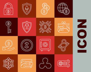 set line mining farm cryptocurrency key wallet vector image