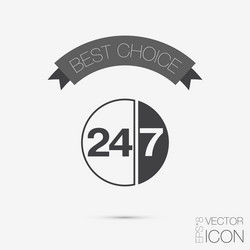 Character 24 7 symbol icon clock service vector