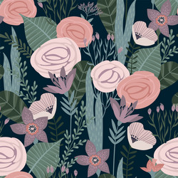 Floral Seamless Pattern - Delicate Blooms Vector Image