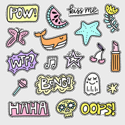 Set of patch designs vector