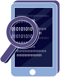 smartphone and magnifying glass with code program vector image
