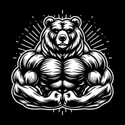 A bear with big muscles in fighting stance Vector Image
