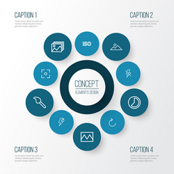 image icons line style set with reload photo vector image