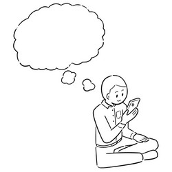 man using smartphone vector image