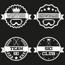 set of vintage ski and snowboard club badge label Vector Image