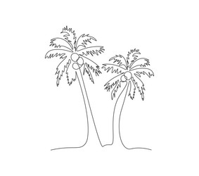 single line drawing palm tree in one continuous vector image