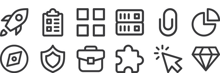 12 set linear user interface icons thin vector image