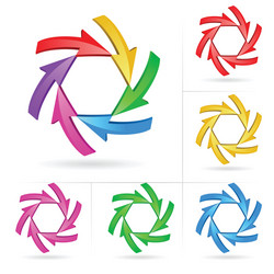 3d arrow color sketchy design elements set 5 vector image