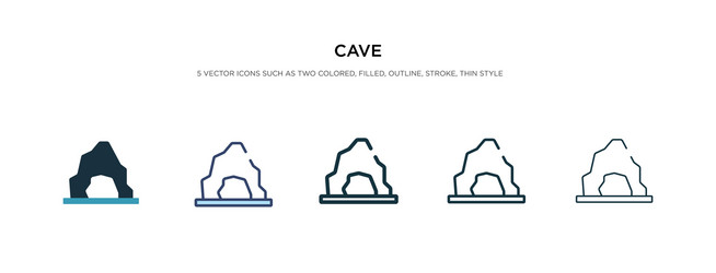 Cave icon in different style two colored vector