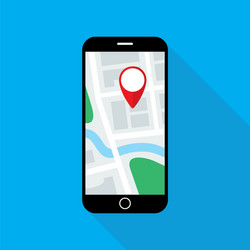 map application on smartphone monitor flat design vector