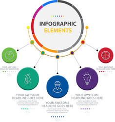 abstract circle infographic elements with five opt vector image
