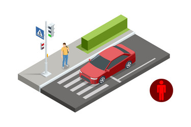 an isometric of a pedestrian at crosswalk vector image
