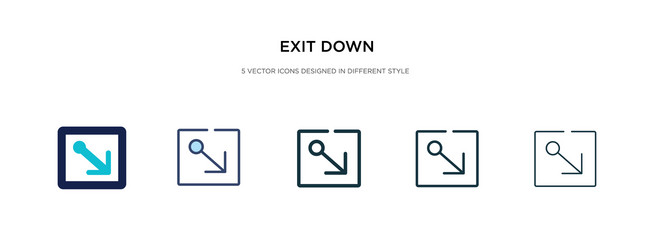 exit down icon in different style two colored vector image