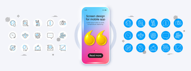 intestine info and 24 hours line icons for web vector image