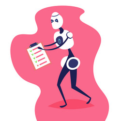 Modern robot hold checklist clipboard helper bot vector