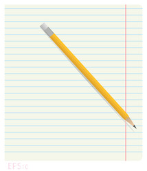 Pencil lying on notebook sheet in line vector