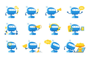 robot mascot character set support service-center vector image