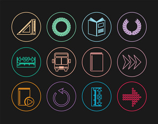 set line dots arrow open book bus vector image