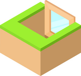 basement window frame icon isometric 3d style vector