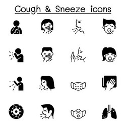 Cough & Sneeze Icon Set - Health & Wellness Vector Image