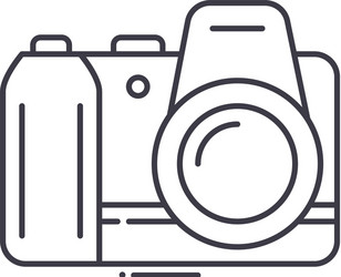 Digital slr camera icon linear isolated vector