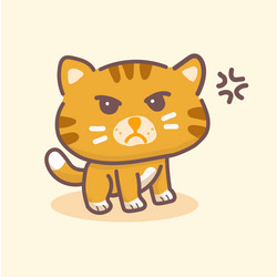 Funny grumpy orange cat icon angry vector