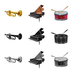 isolated object of music and tune icon collection vector image