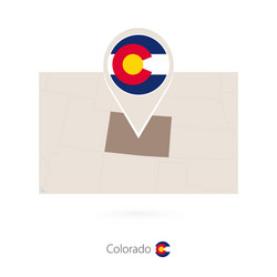 rectangular map us state colorado with pin vector image