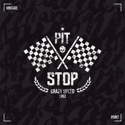 Retro Pit Stop Emblem & Pattern vector image