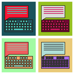 set of flat line icon concept new email inbox vector image
