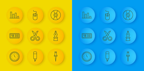 set line clock digital alarm scissors vector image