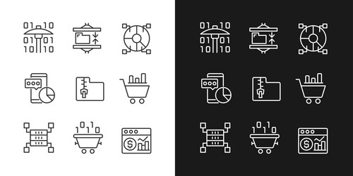 data mining processes linear pixel perfect icons vector image
