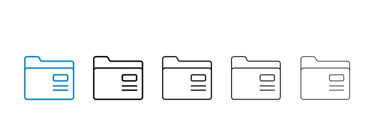 folder icons in five different stroke sizes vector image