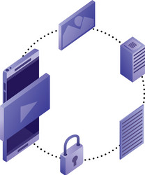 smartphone data network connection security server vector image