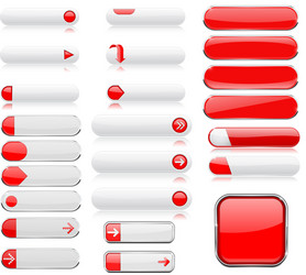 white and red menu buttons interface elements vector image