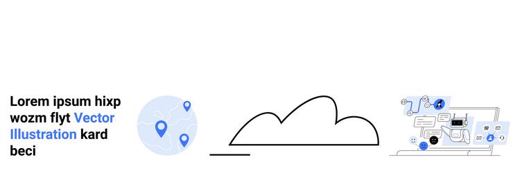 cloud technology with global navigation and data vector image
