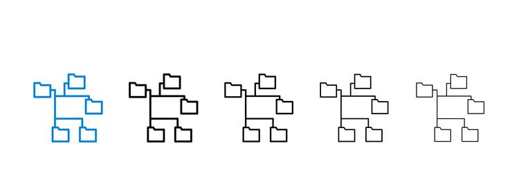 folder tree icons in five different stroke sizes vector image