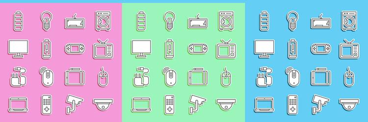 set line motion sensor computer mouse retro tv vector image