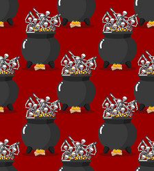 sinners in pot hell seamless pattern skeletons vector image